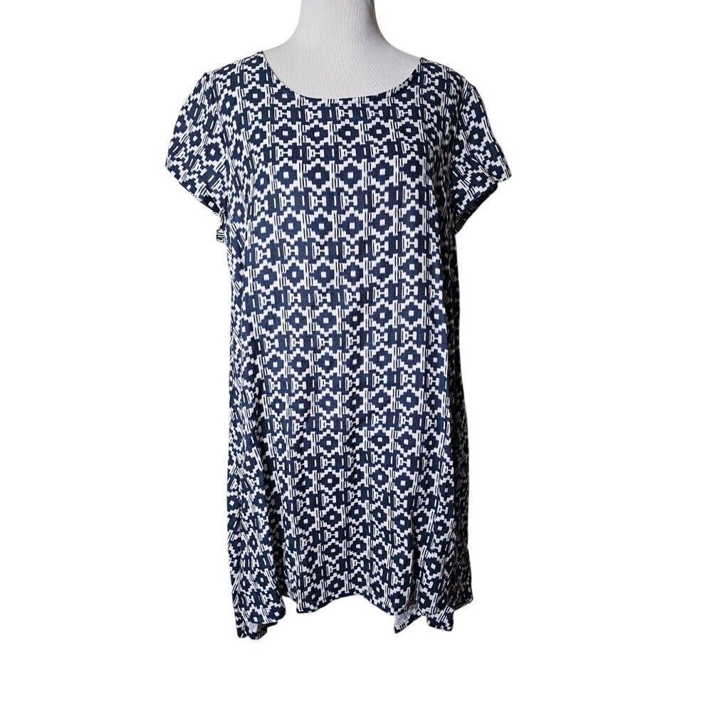 Bryn Walker Navy Linen Lagenlook Oversized Tunic Top Size S Minimalist Coastal